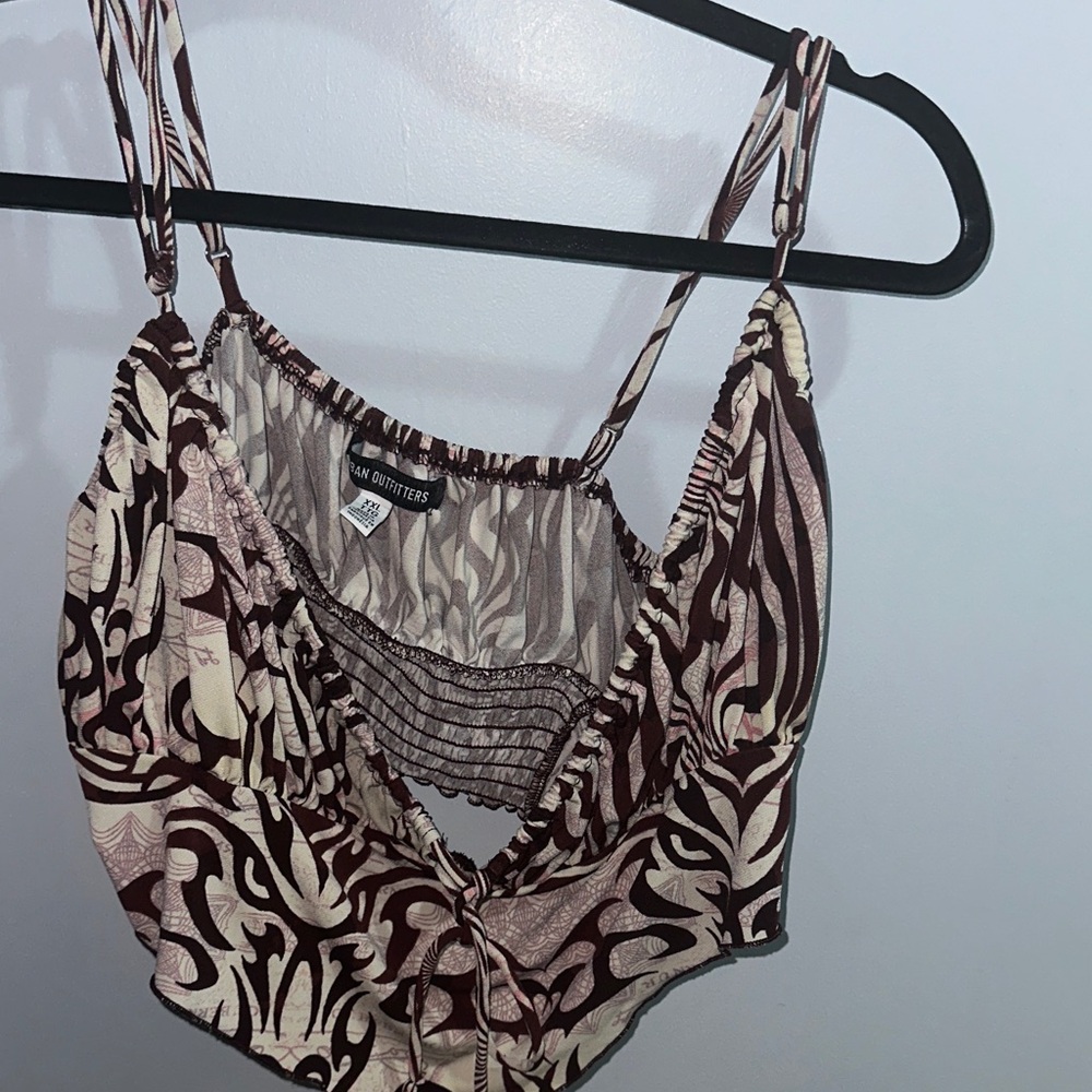 Urban Outfitters Abstract Brown and Cream Top